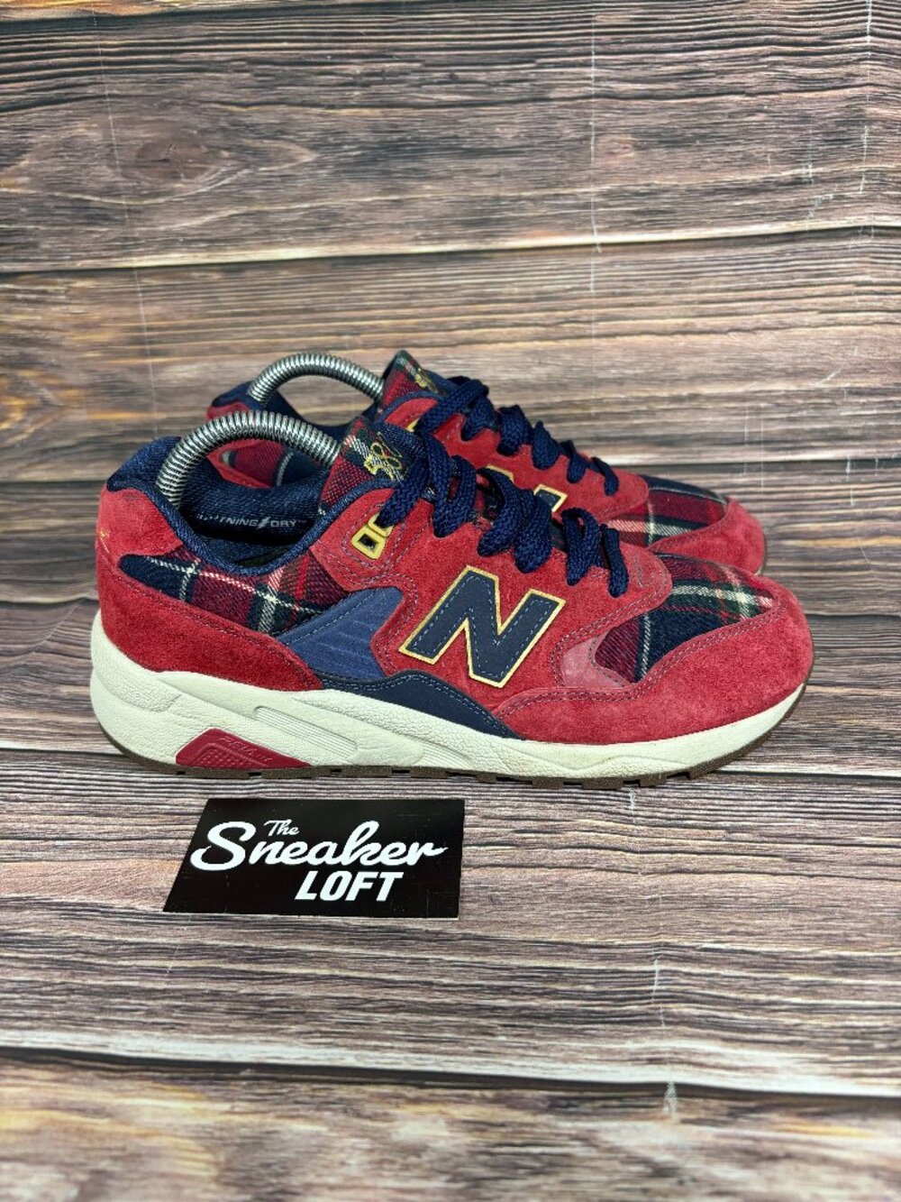 New Balance 580 Revlite Elite Tartan Red Navy Women's Casual Sneakers Size 8